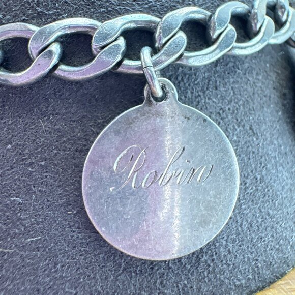 VTG Solid Sterling Silver 925 Name Tags ID Chain Bracelet Size 7.5" Length - Picture 8 of 16